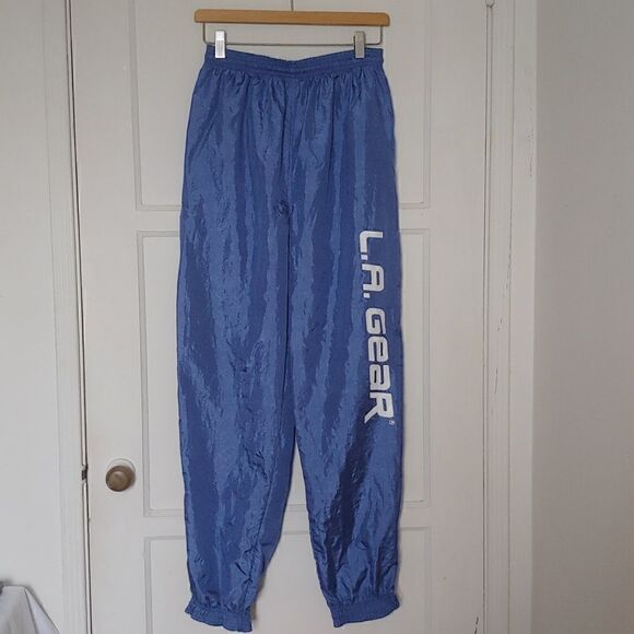 LA Gear Vintage Women's Jogger Nylon Wind Pants Blue Size M - Picture 1 of 7